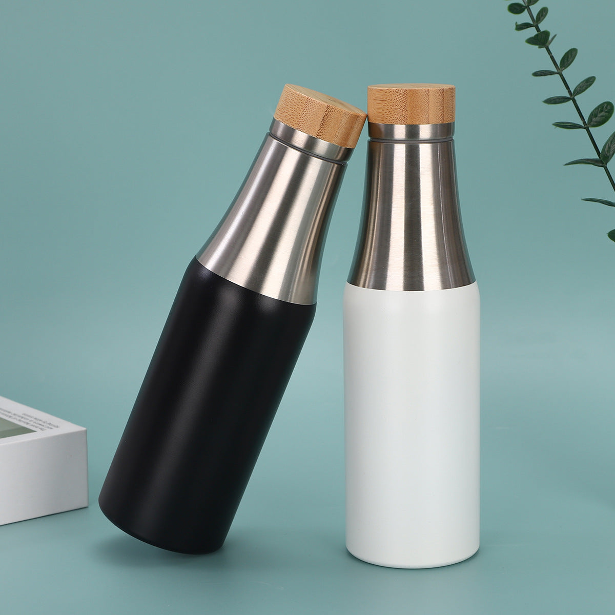 Damen edelstahl isolierte Trinkflasche mit Bambusdeckel Brehn