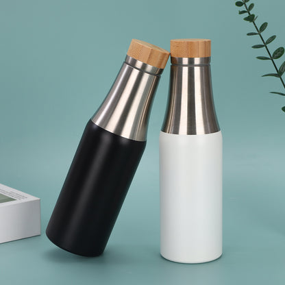 Damen edelstahl isolierte Trinkflasche mit Bambusdeckel Brehn