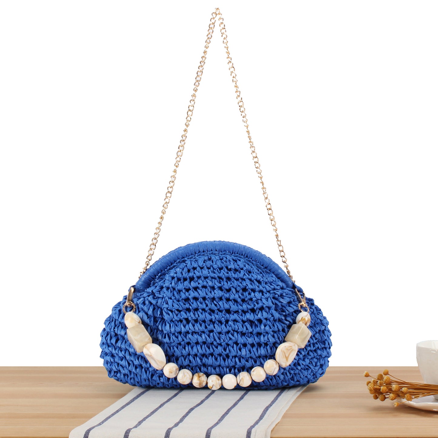 Schultertasche mit Eleganter Perlenverzierung Brehn