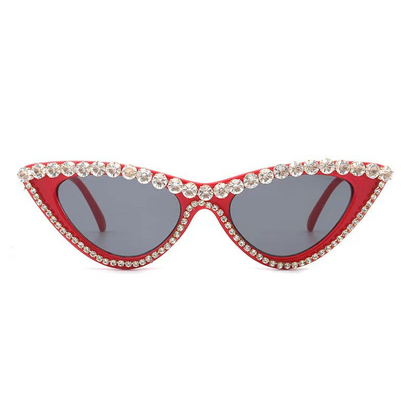 Damen Glamouröse Katzenaugen Sonnenbrille mit Strassbesatz Brehn