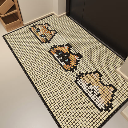 Verspielte Mosaik-Charakter-Türmatte