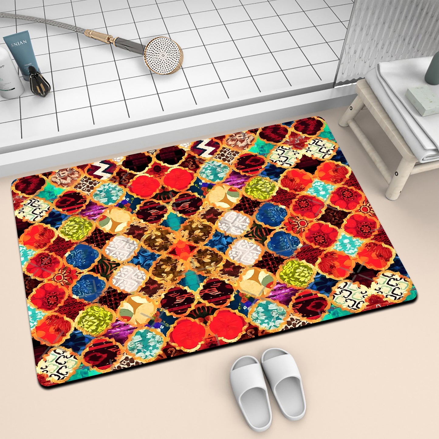 Bunte geometrische Muster Badmatte Brehn