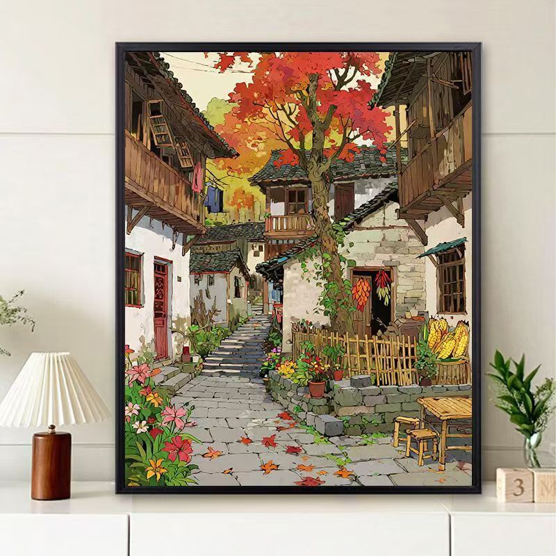 Scenic Village Landschaft Kunstdruck Brehn