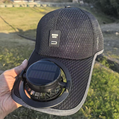 Solarbetriebene Baseballmütze mit abnehmbarem Solarventilator und atmungsaktivem Wabenstoff Brehn