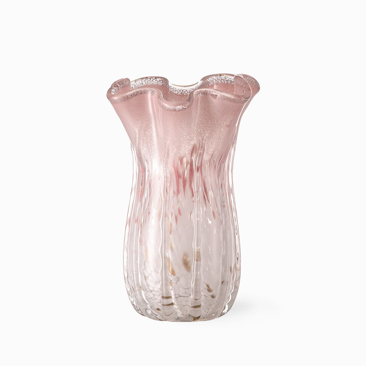 Skulpturale gewellte Kunstglas Dekovase Brehn