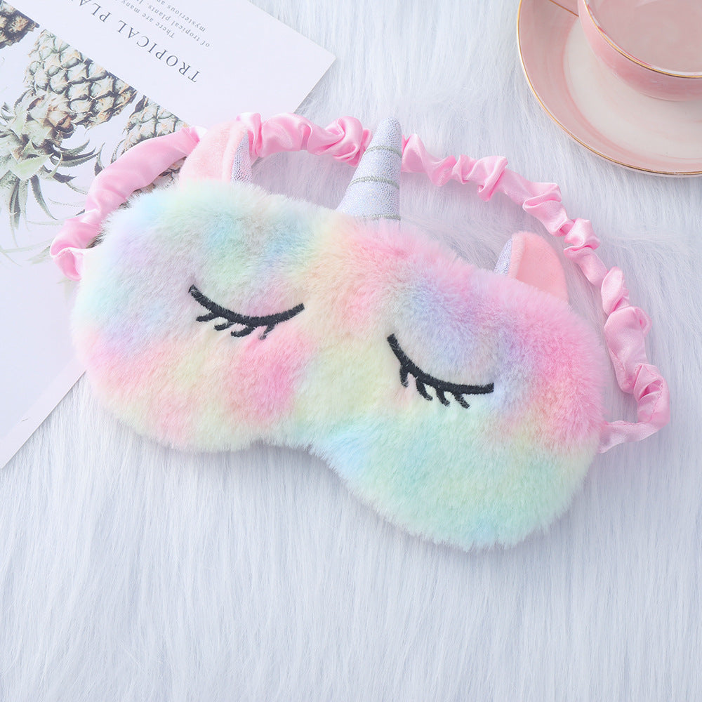 Damen nan plüschgefüllte Einhorn Schlafmaske mit 3D-Horn, gestickten Wimpern und verstellbarem Satinband Brehn