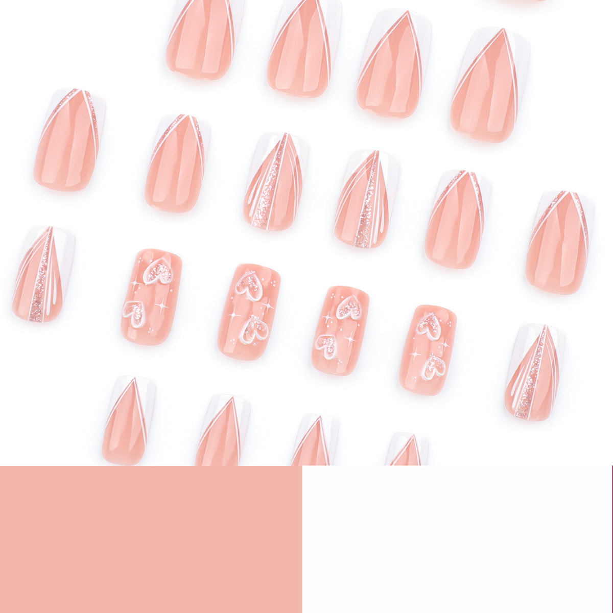 Kunstvolle Nagelkunst mit Herz-Design und Glitzereffekten Brehn