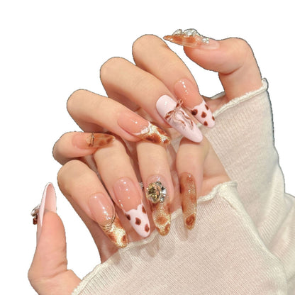 Künstlerisches Gel Press-On Nagelkunstset mit Glitzer und dekorativen Akzenten