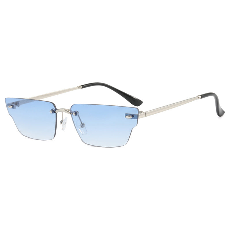 Damen geometrische Sonnenbrille mit filigranem Rahmen und transparenten Gläsern Brehn