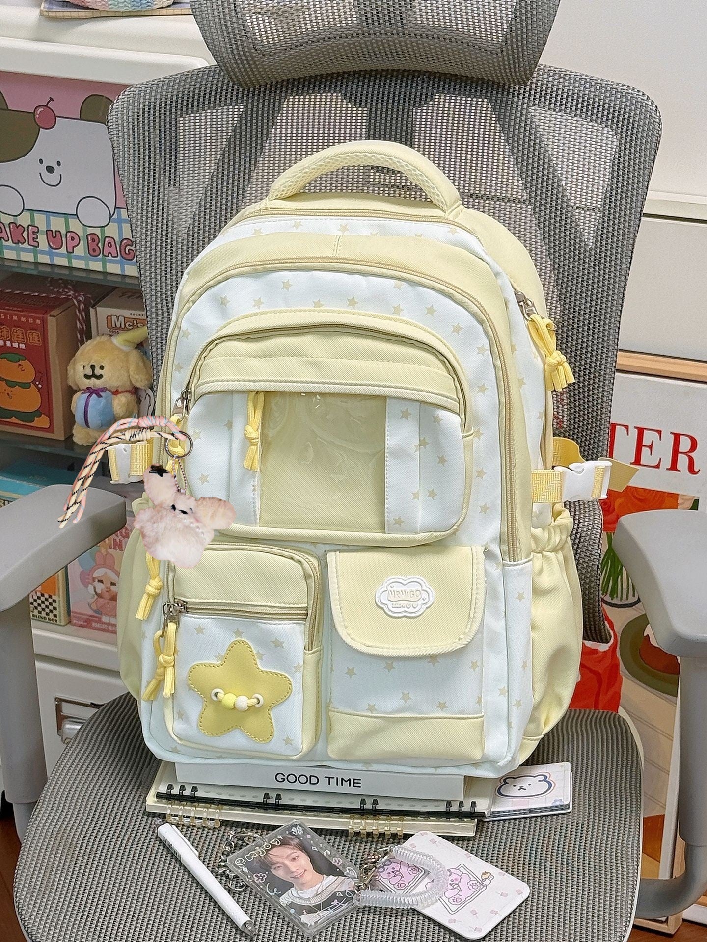 Süße Sternen-Print Multi-Pocket Schulranzen