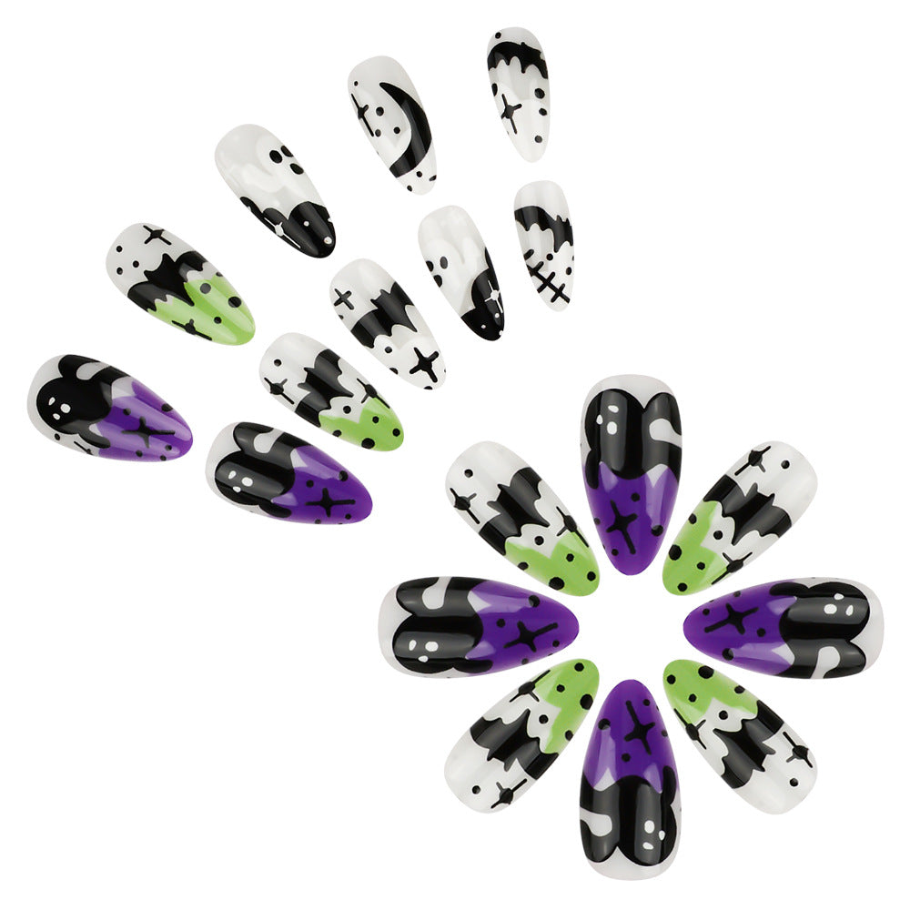 Kreative Halloween-Themen Press-On Nagelkunst Brehn