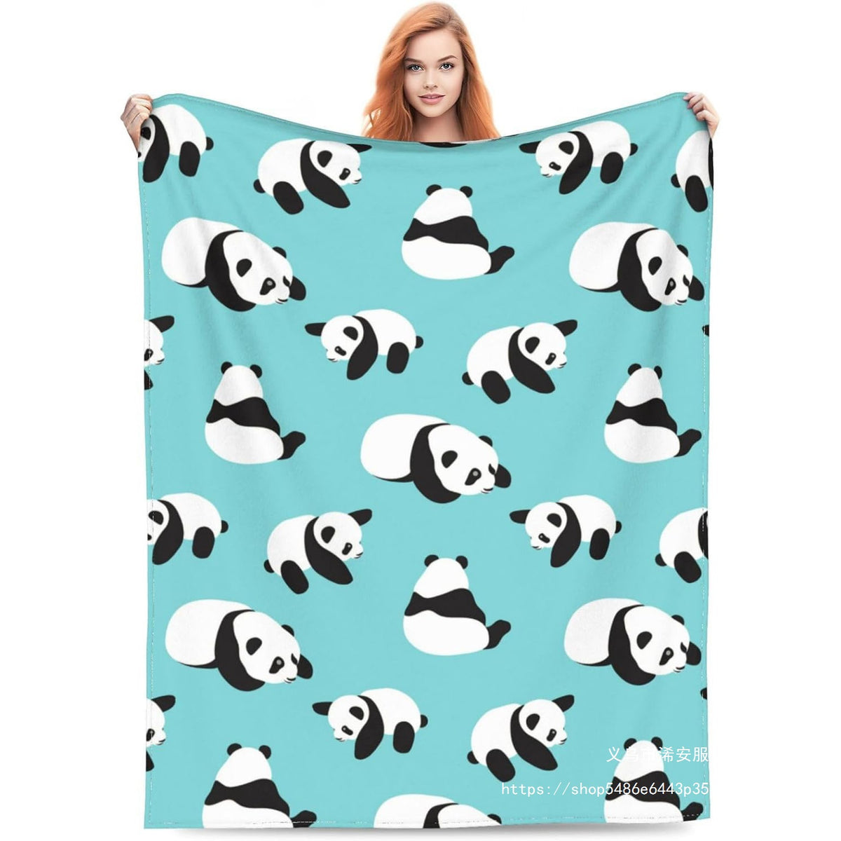 Panda- Thema Weiches Plüsch-Werferdecke