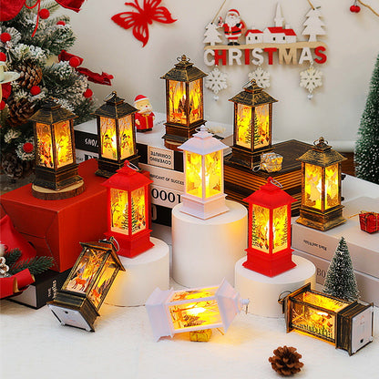 Nostalgische LED Weihnachtslaterne mit beweglichem Santa-Motiv Brehn