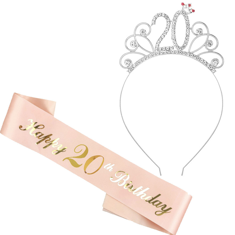 Damen Geburtstags-Tiara und Schärpe Set Brehn