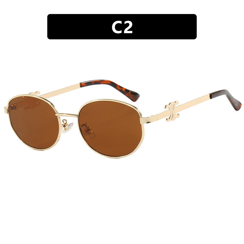 Damen stilvolle Designer Sonnenbrille mit elegantem Metallrahmen Brehn