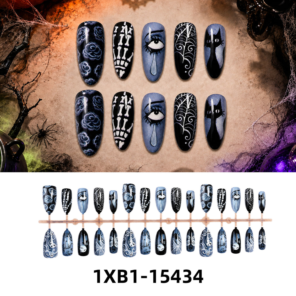 Kunstnagelset mit kreativen Halloween-Motiven Brehn