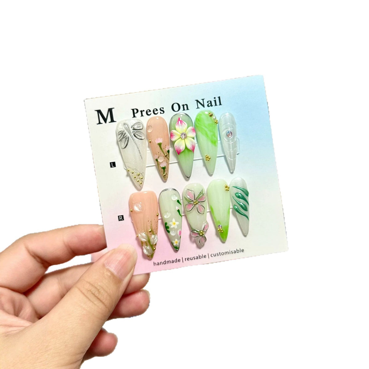 Künstlerisches Blumen Press-On Nagelset  1791773318