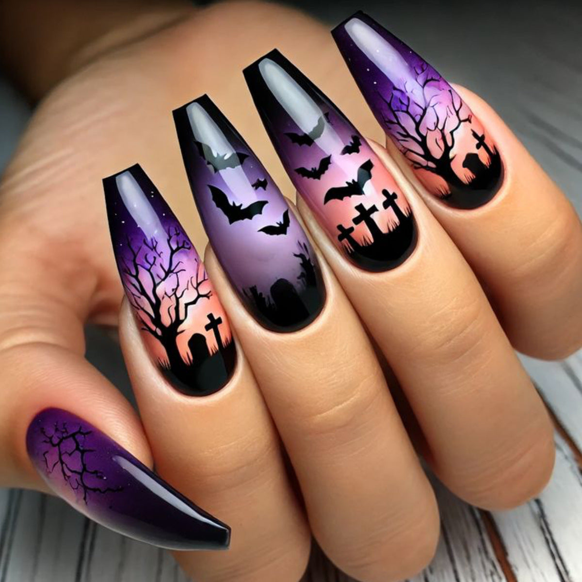 Halloween-Themen Spooky Nagel Kunst Extensions Brehn