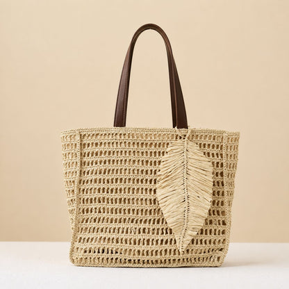 Makramee Strandtasche mit Lederakzenten Brehn