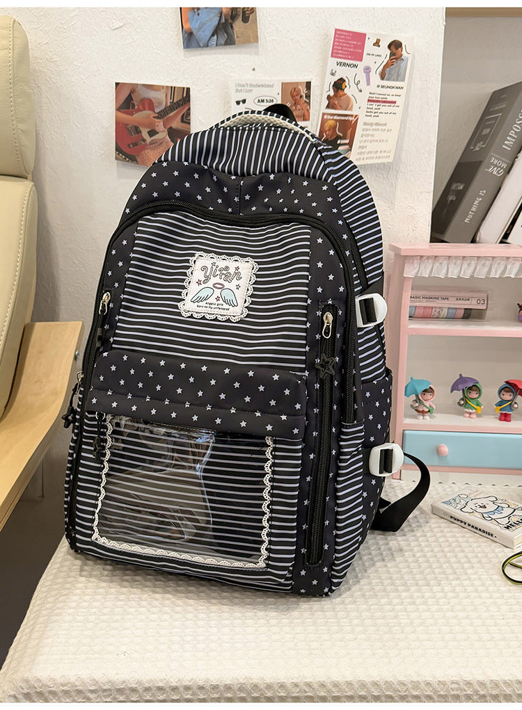 Mehrfach-Taschen Star-Muster Schulrucksack