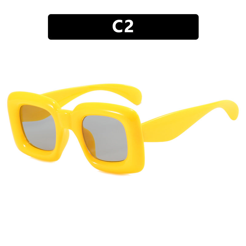 Damen stilvolle quadratische Sonnenbrille mit breitem Rahmen Brehn