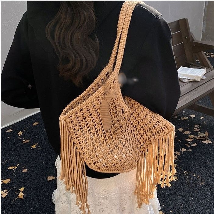 Makramee Schultertasche mit Fransen Brehn