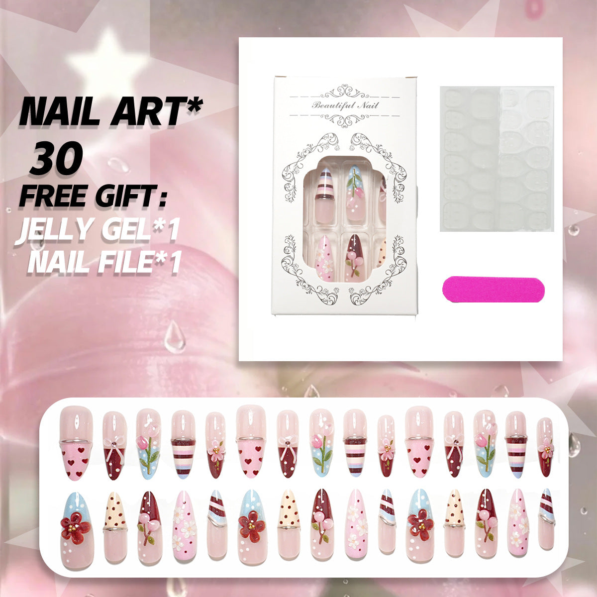Elegantes Nagelkunst Press-On Kit