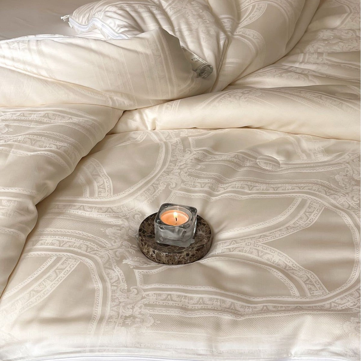Luxus Satin Jacquard Bettwäsche Set mit barock-Prägung Muster