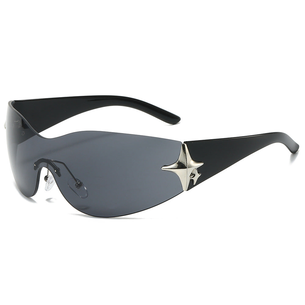 Futuristische Schildbrille mit metallischen Akzenten Brehn