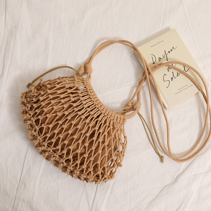 Feine Makramee-Crossbody-Tasche mit Verstärktem Tragegurt Brehn
