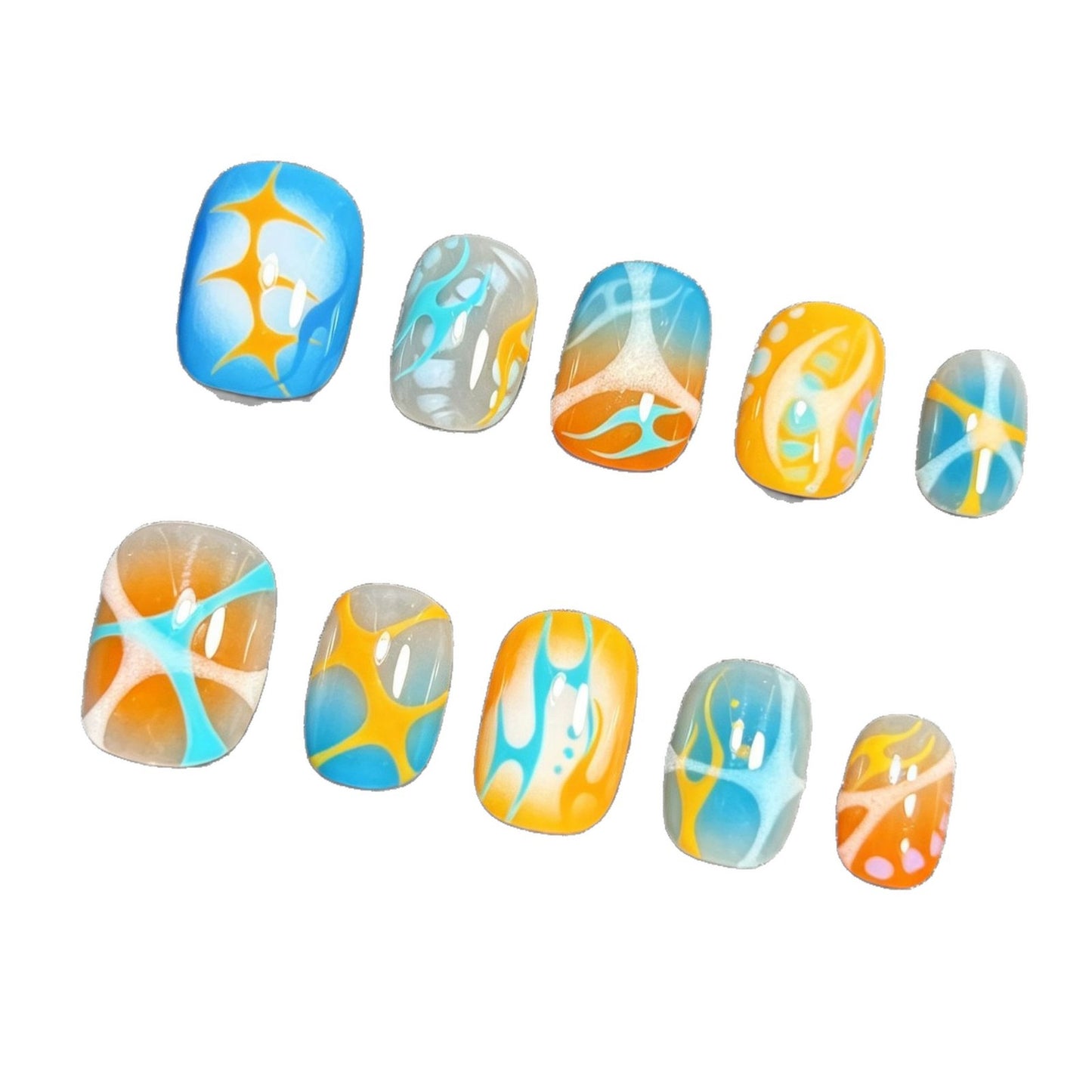 Künstlerisches Kaffee-inspiriertes Press-On Nagelkunst Set Brehn