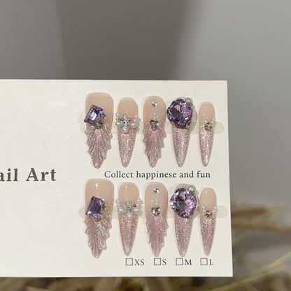 Glamourös Glitzerndes Press-On Nagelkunst Set