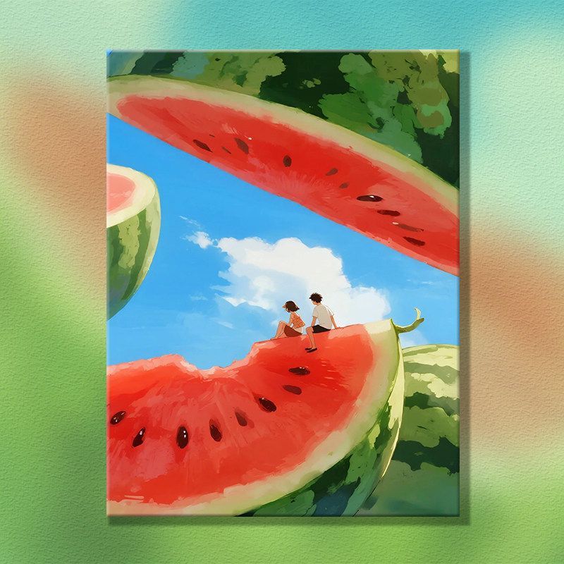 Verspielt Melonen-Themen Leinwand Kunstwerk Brehn