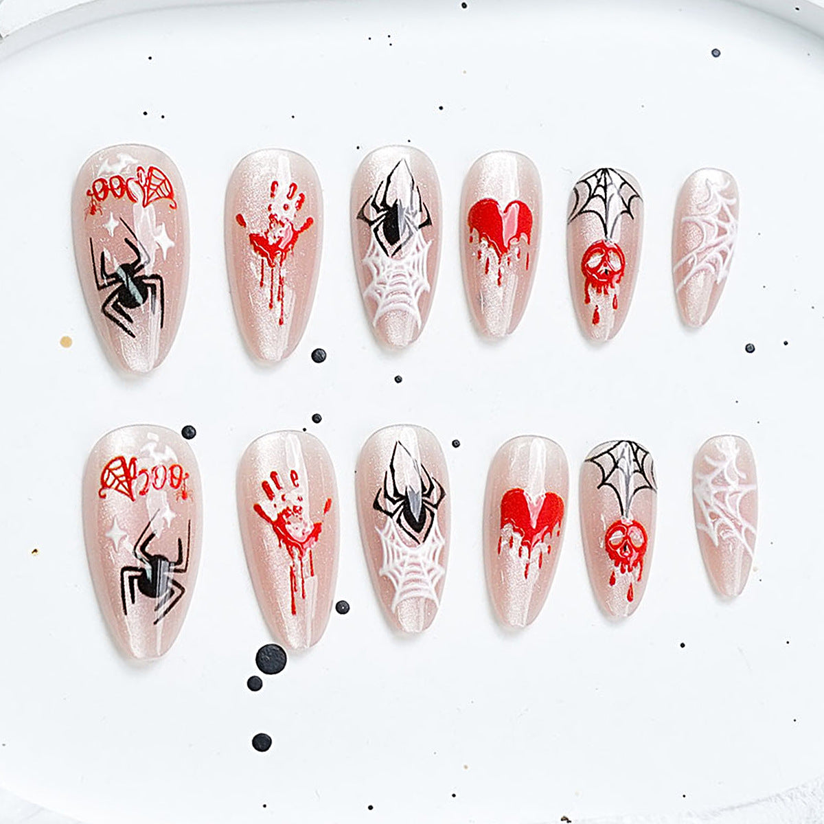Künstlerisches Press-On-Nagelset mit Kirschblütenmuster Brehn