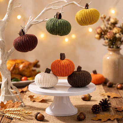 Strick-Deko-Kürbis-Set handgearbeitetes Herbst-Tischdekor