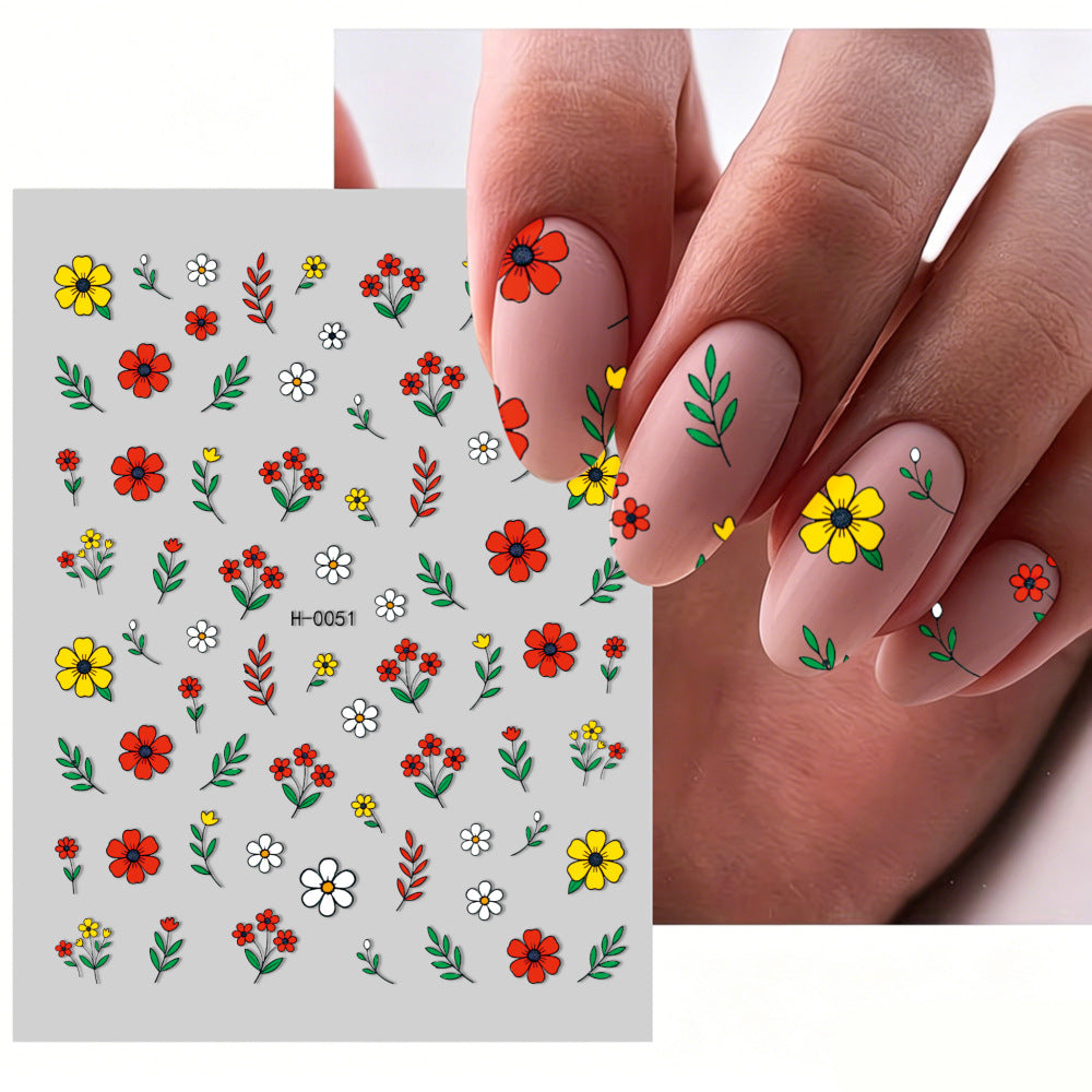 Florales Design Nagelkunst Aufkleber Set