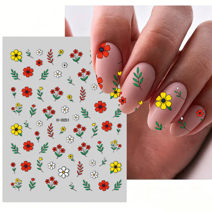 Florales Design Nagelkunst Aufkleber Set