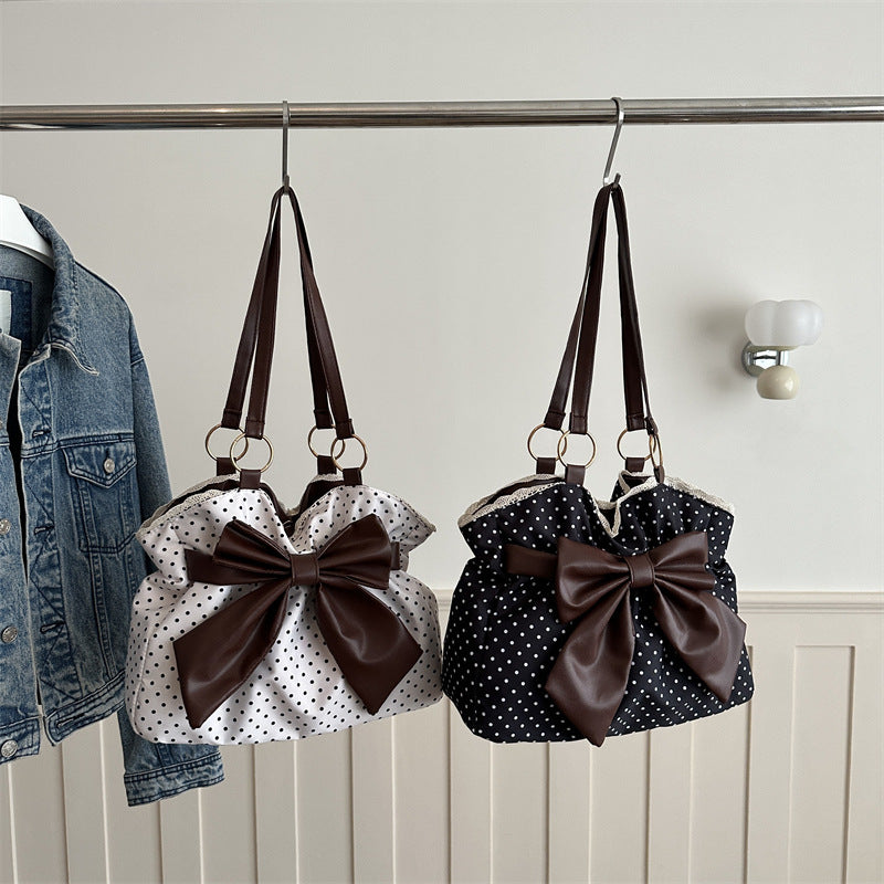WoCharming Polka Dot Schleifen Tote Tasche Brehn