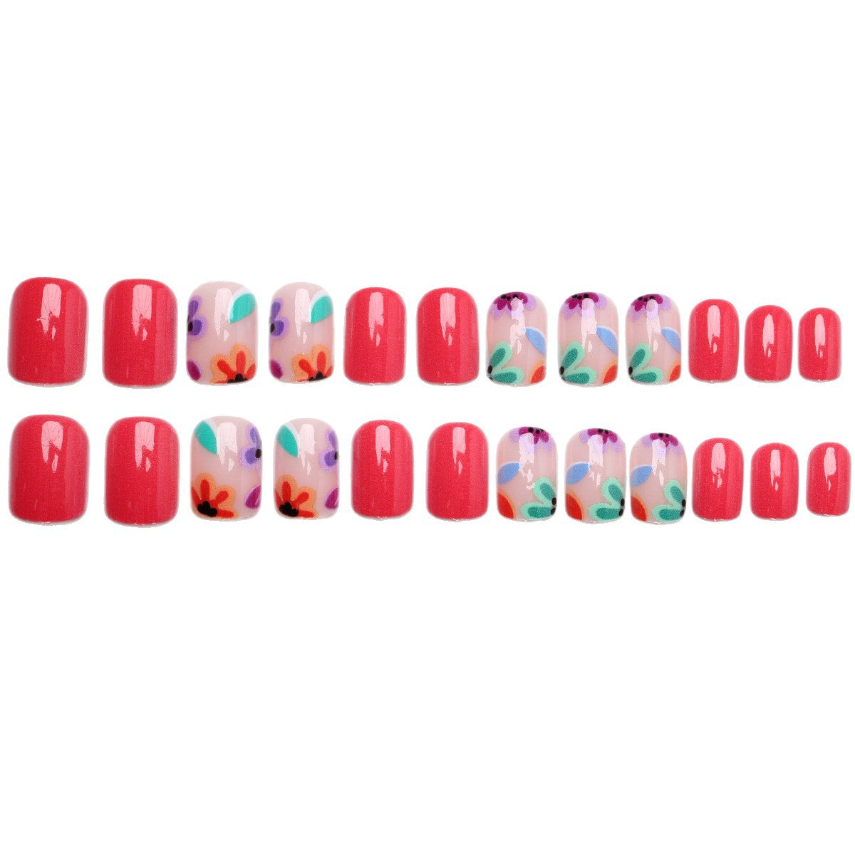 Kunstnagelset mit bunten Blumendesigns Brehn