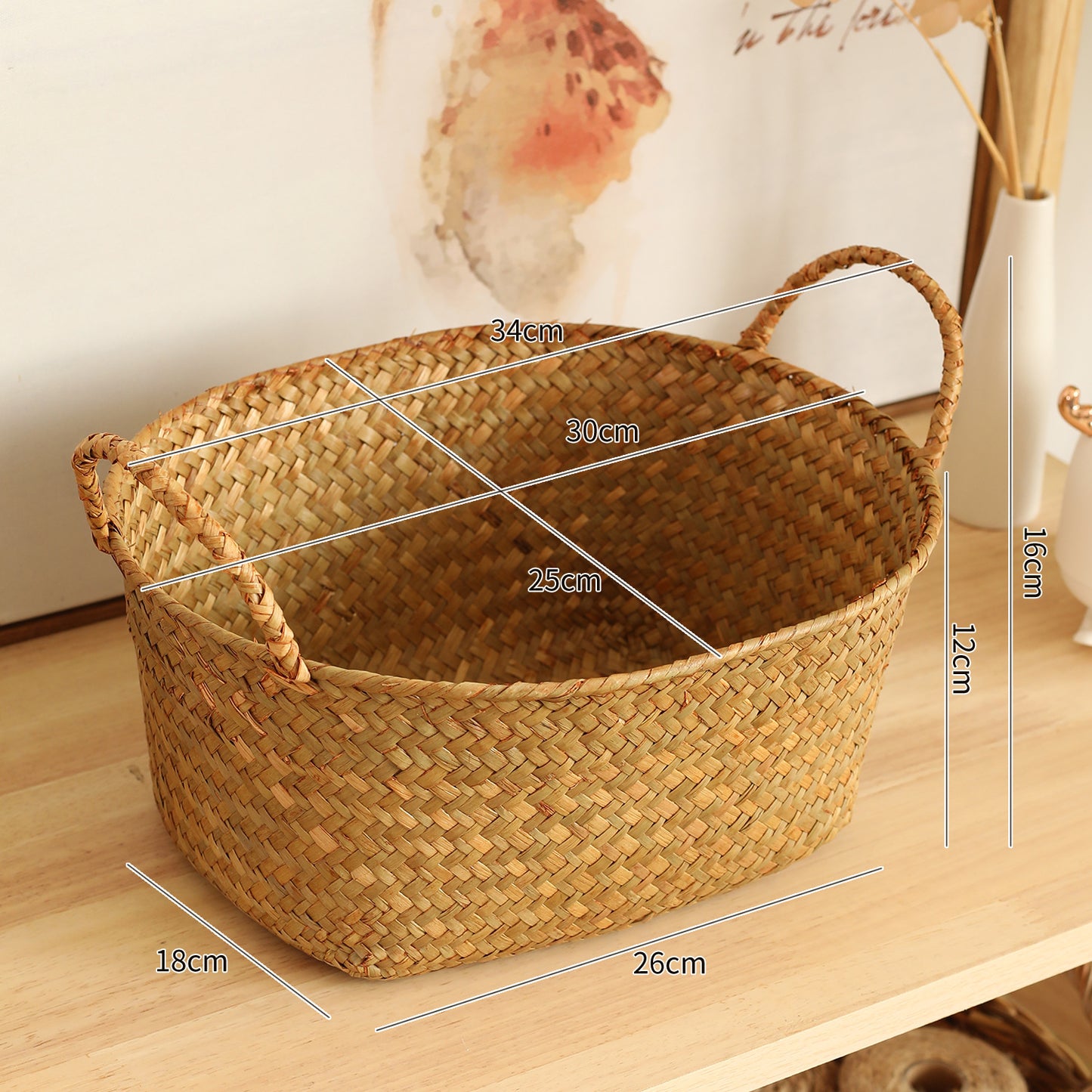 Unisex Handgewebter Aufbewahrungskorb mit ergonomischen Griffen Brehn