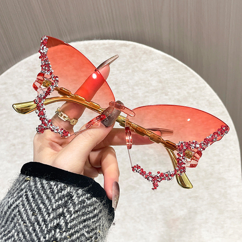 Damen extravagante Sonnenbrille mit Kristallverzierungen Brehn
