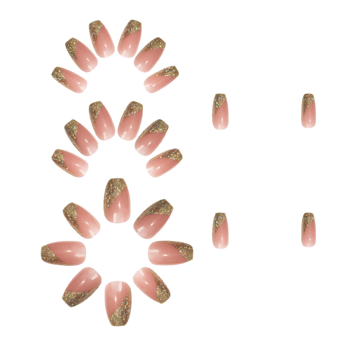 Glamouröses Kunstnagelset mit funkelnden Glitter- und French-Spitzen Brehn