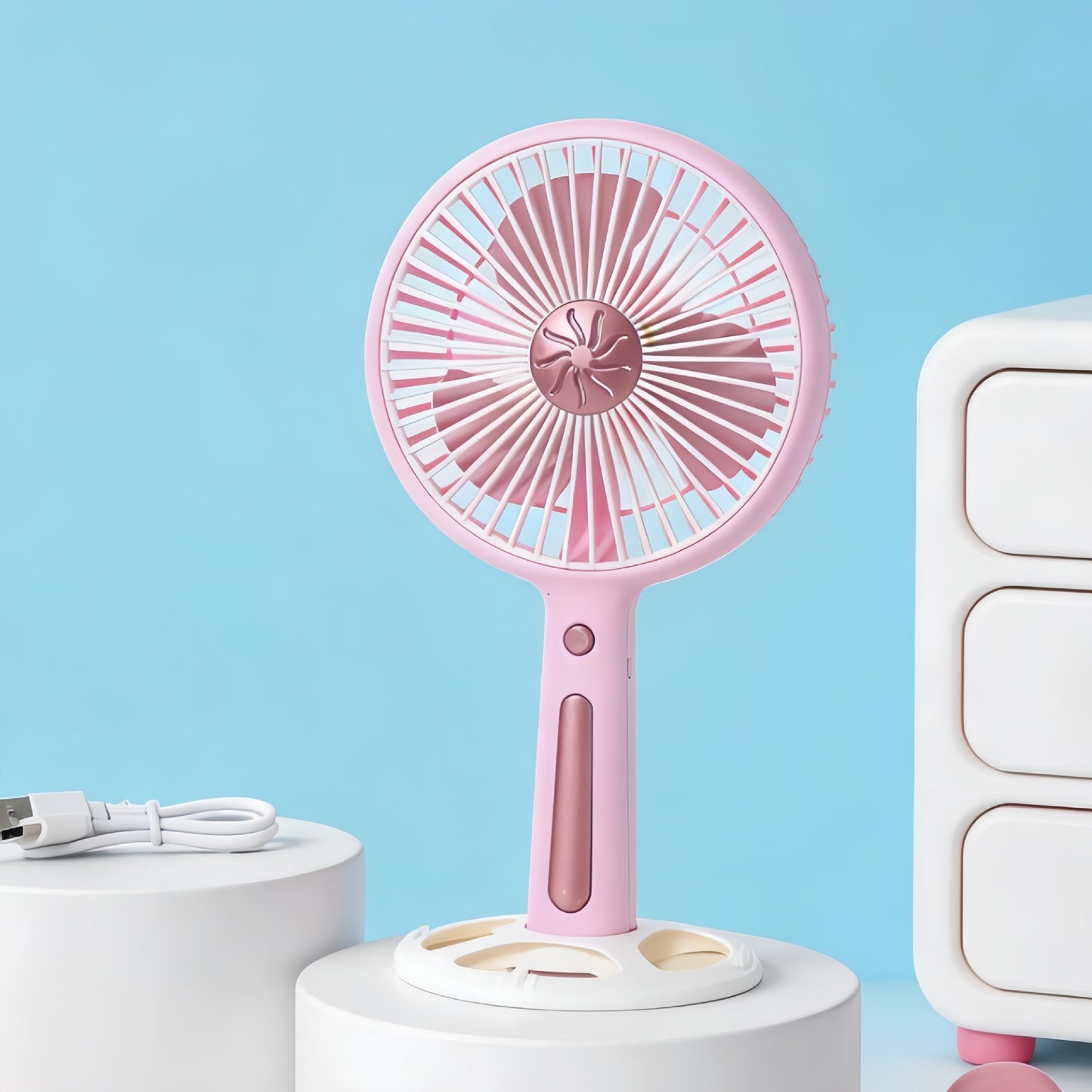 Damen Tragbarer Mini-Lüfter mit USB-Ladefunktion und ergonomischem Griff Brehn