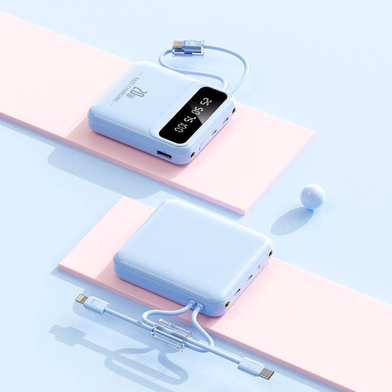 Tragbare Powerbank mit integriertem Ladekabel und digitaler Anzeige Brehn