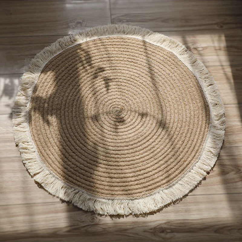 Runde Jute-Teppich mit Fransen Brehn