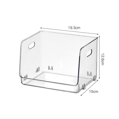 Stapelbares Rauchfarbenes Acryl-Kosmetikorganizer-Set mit Grifföffnungen