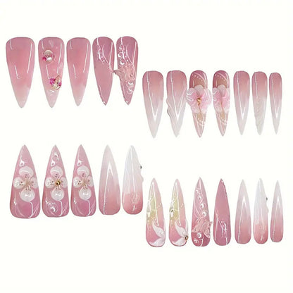 Skulptierte Blumen Press-On Nagelkunst Brehn