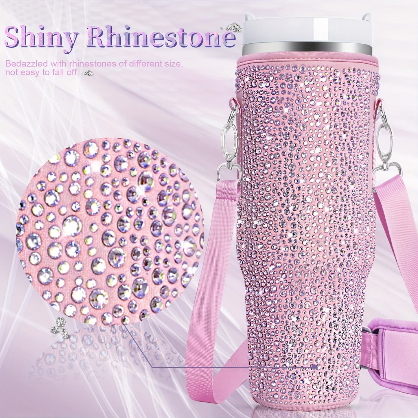 Damen trendige und glitzernde Trinkflasche mit Umhängetasche Brehn