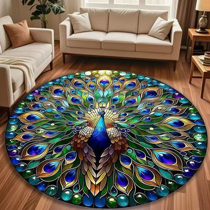Pfaueninspiriert Glas Dekorativer Teppich