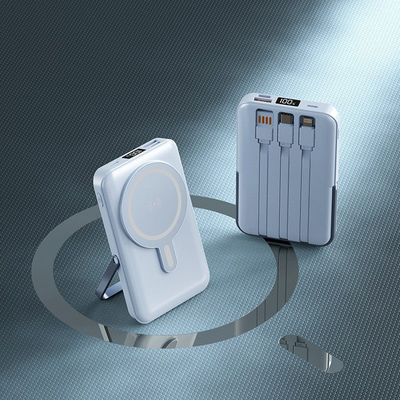 Tragbare Powerbank mit Integriertem Ladekabel und Wireless Ladefunktion Brehn